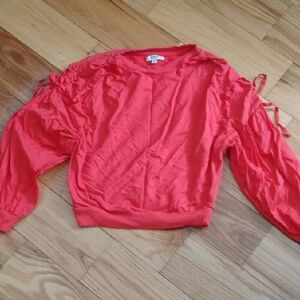 Kensie Jeans, Size Small Cropped Pink Ruched Long Sleeve Top